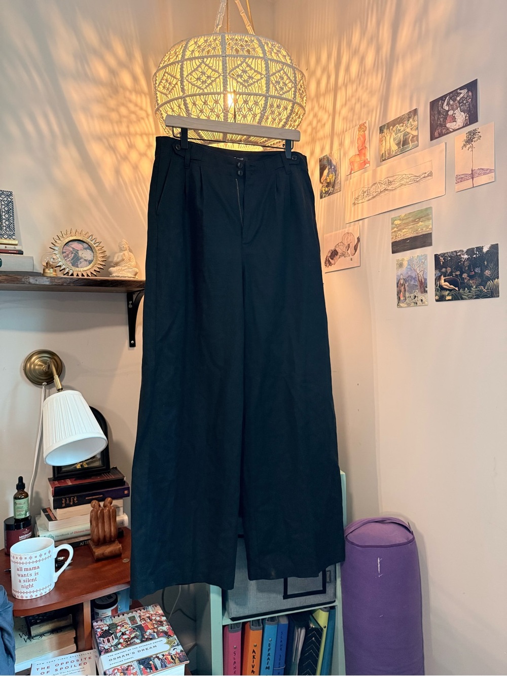 Madewell wide-Leg menswear pant in Black